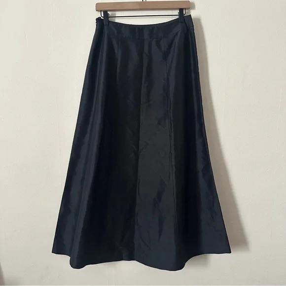 Vintage Talbots Classic Black A-Line Silk Taffeta Skirt - Picture 2 of 6
